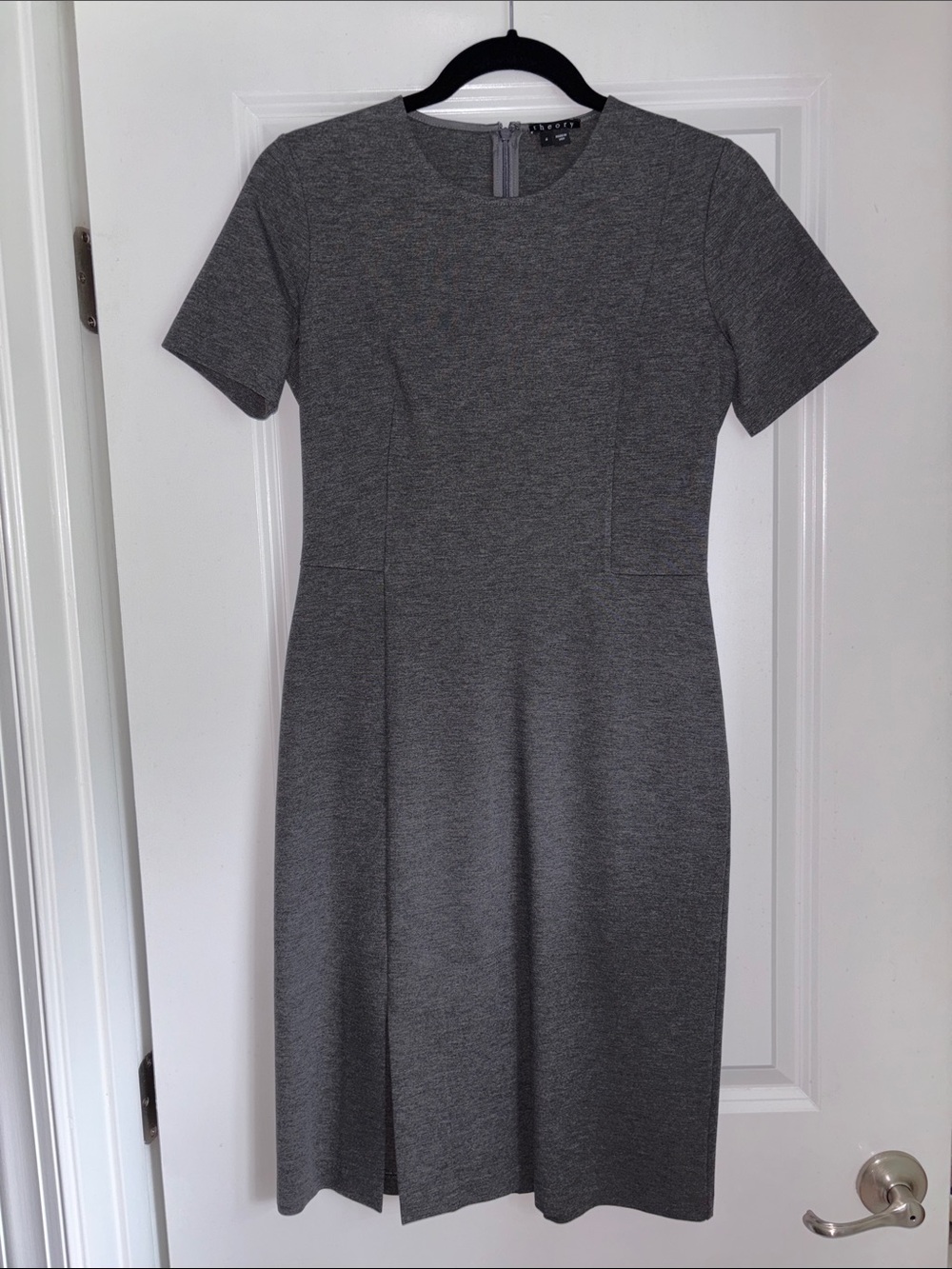 Theory Dark Gray Short-Sleeve Midi Dress